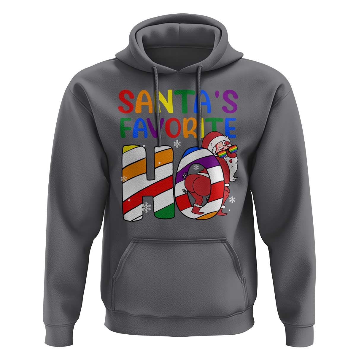 Funny Christmas LGBT Hoodie Santas Favorite Ho Rainbow