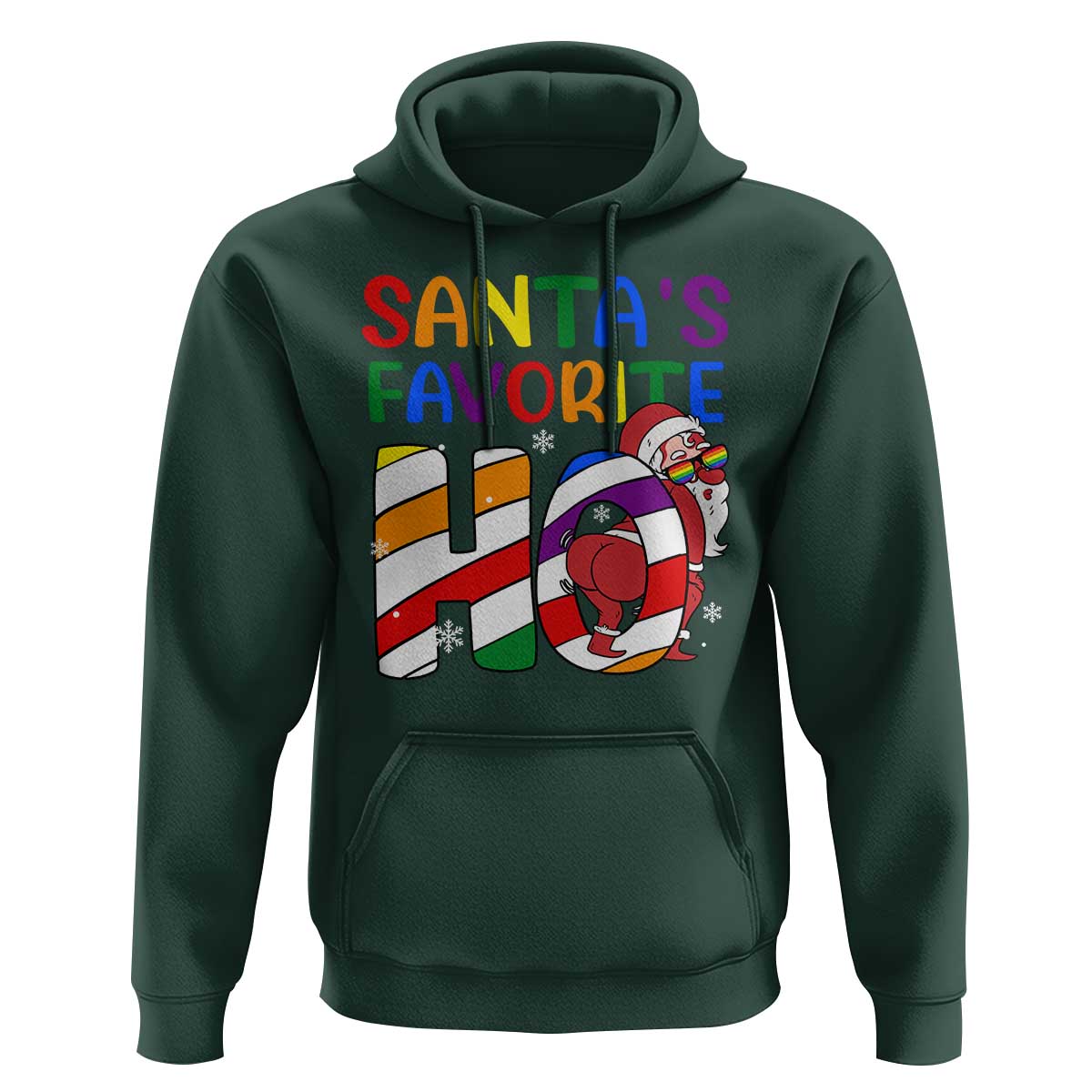 Funny Christmas LGBT Hoodie Santas Favorite Ho Rainbow