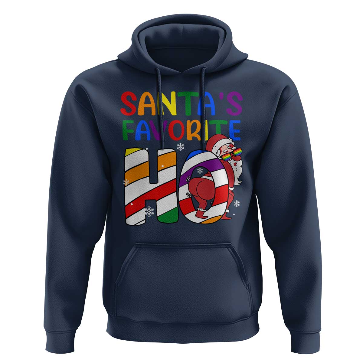 Funny Christmas LGBT Hoodie Santas Favorite Ho Rainbow