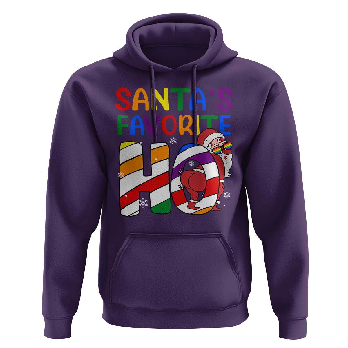 Funny Christmas LGBT Hoodie Santas Favorite Ho Rainbow