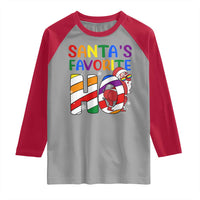 Funny Christmas LGBT Raglan Shirt Santas Favorite Ho Rainbow