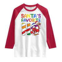 Funny Christmas LGBT Raglan Shirt Santas Favorite Ho Rainbow