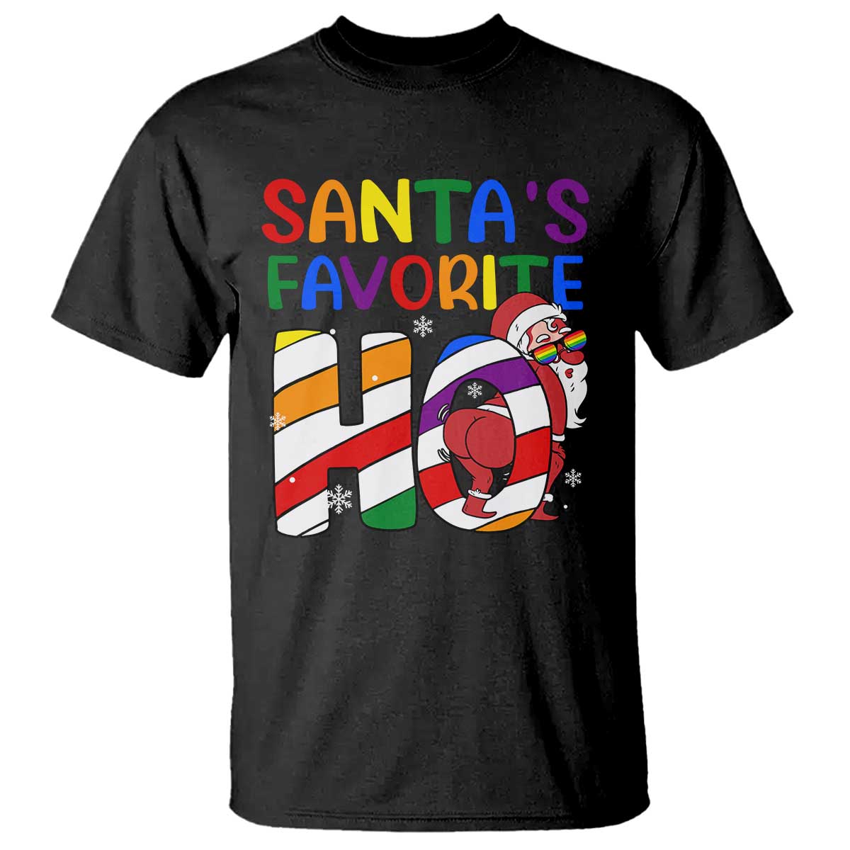 Funny Christmas LGBT T Shirt Santas Favorite Ho Rainbow - Wonder Print Shop