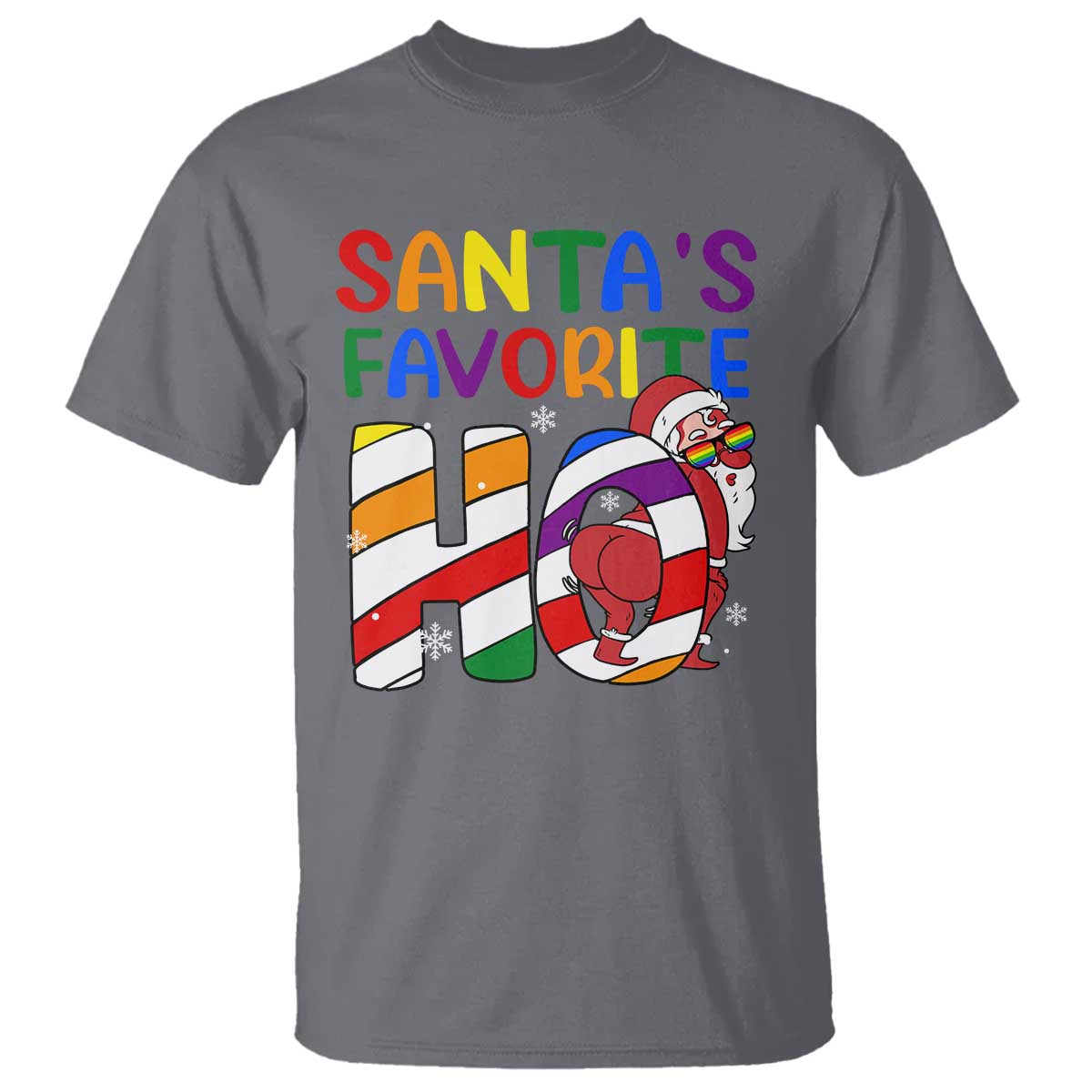 Funny Christmas LGBT T Shirt Santas Favorite Ho Rainbow - Wonder Print Shop