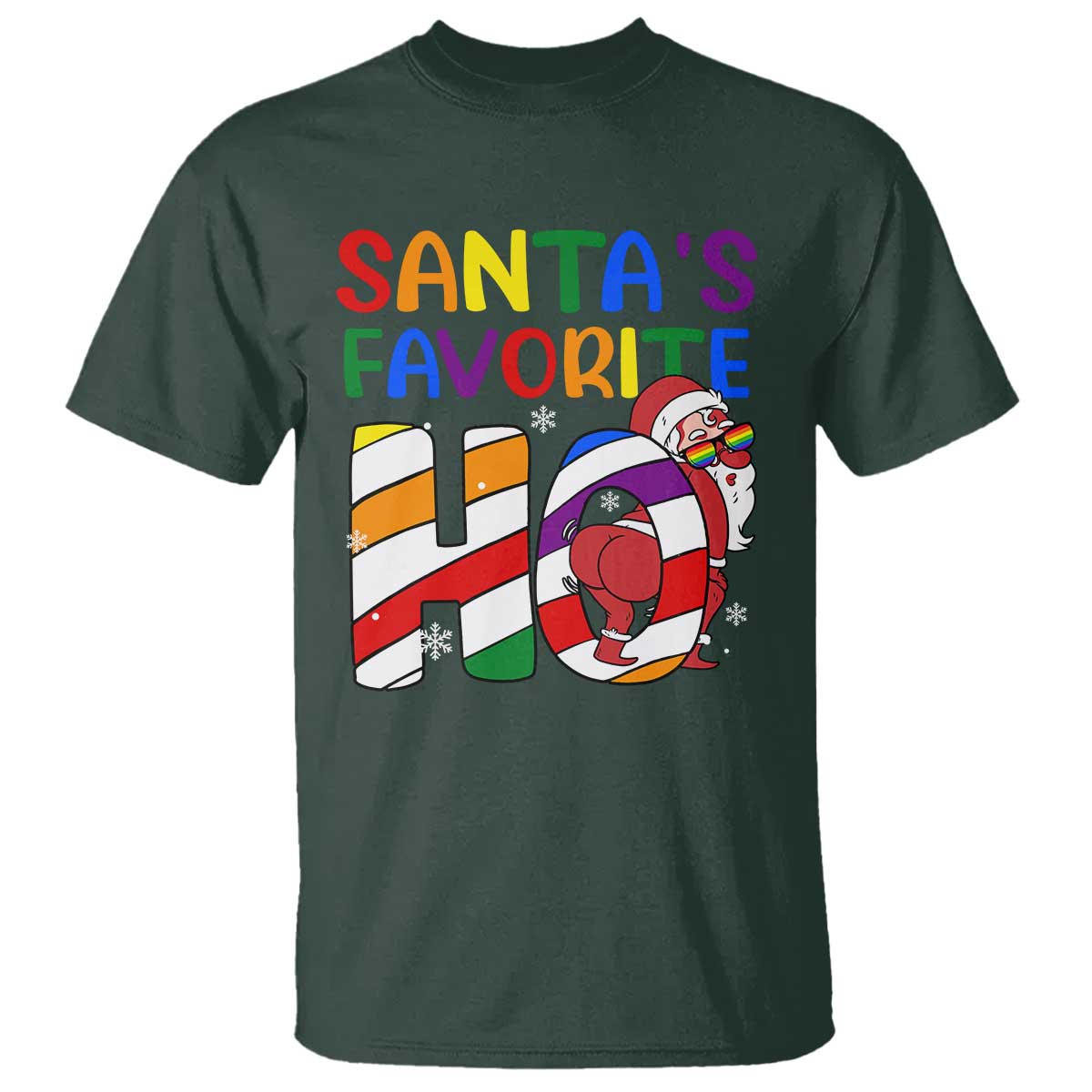 Funny Christmas LGBT T Shirt Santas Favorite Ho Rainbow - Wonder Print Shop