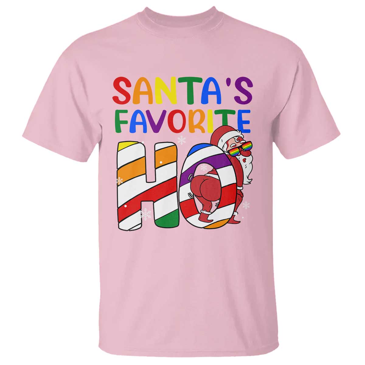 Funny Christmas LGBT T Shirt Santas Favorite Ho Rainbow - Wonder Print Shop