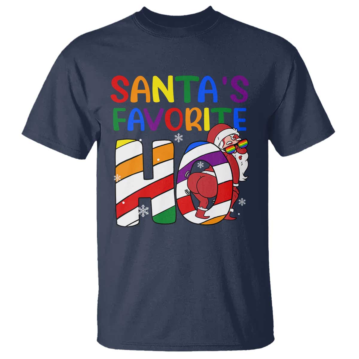 Funny Christmas LGBT T Shirt Santas Favorite Ho Rainbow - Wonder Print Shop