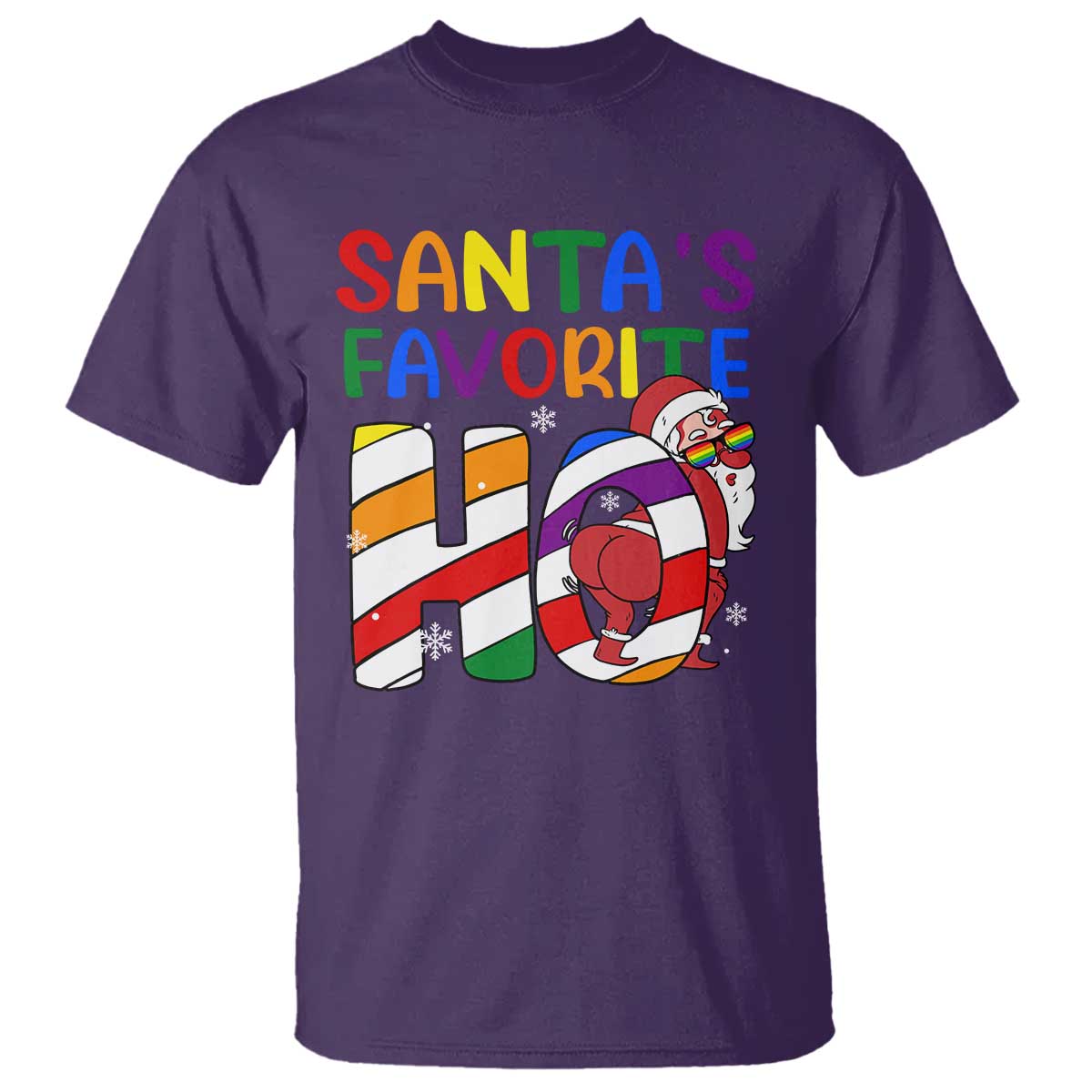 Funny Christmas LGBT T Shirt Santas Favorite Ho Rainbow - Wonder Print Shop