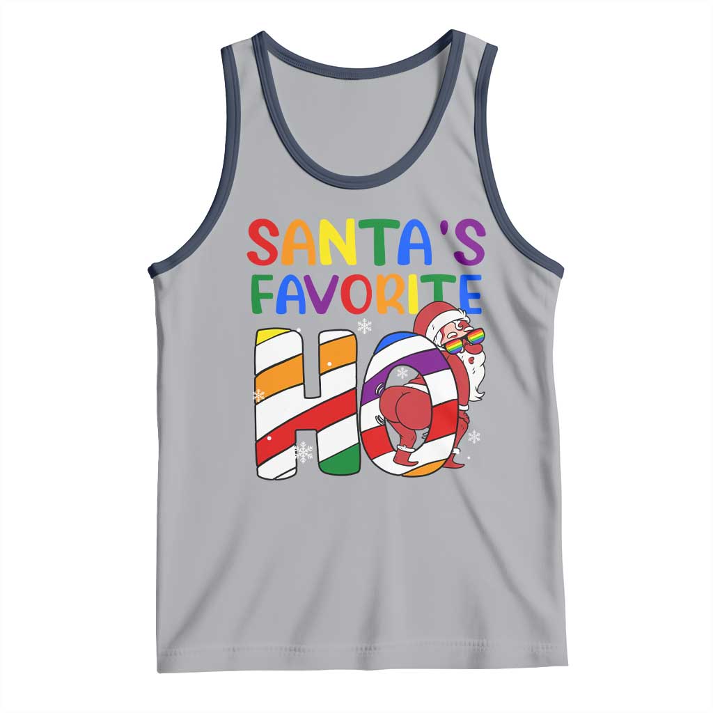 Funny Christmas LGBT Tank Top Santas Favorite Ho Rainbow