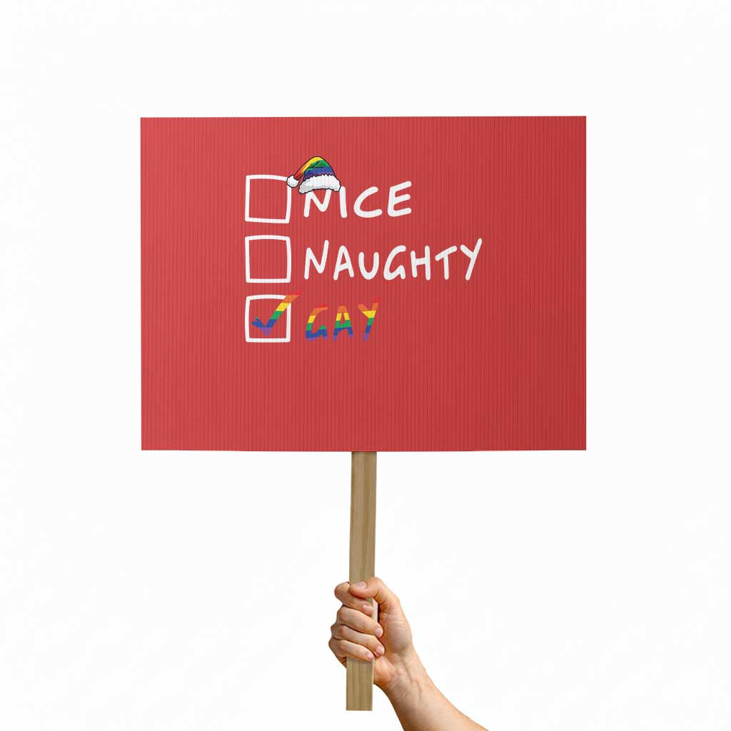 Funny Christmas LGBT Protest Sign Naughty Nice Gay - Wonder Print Shop