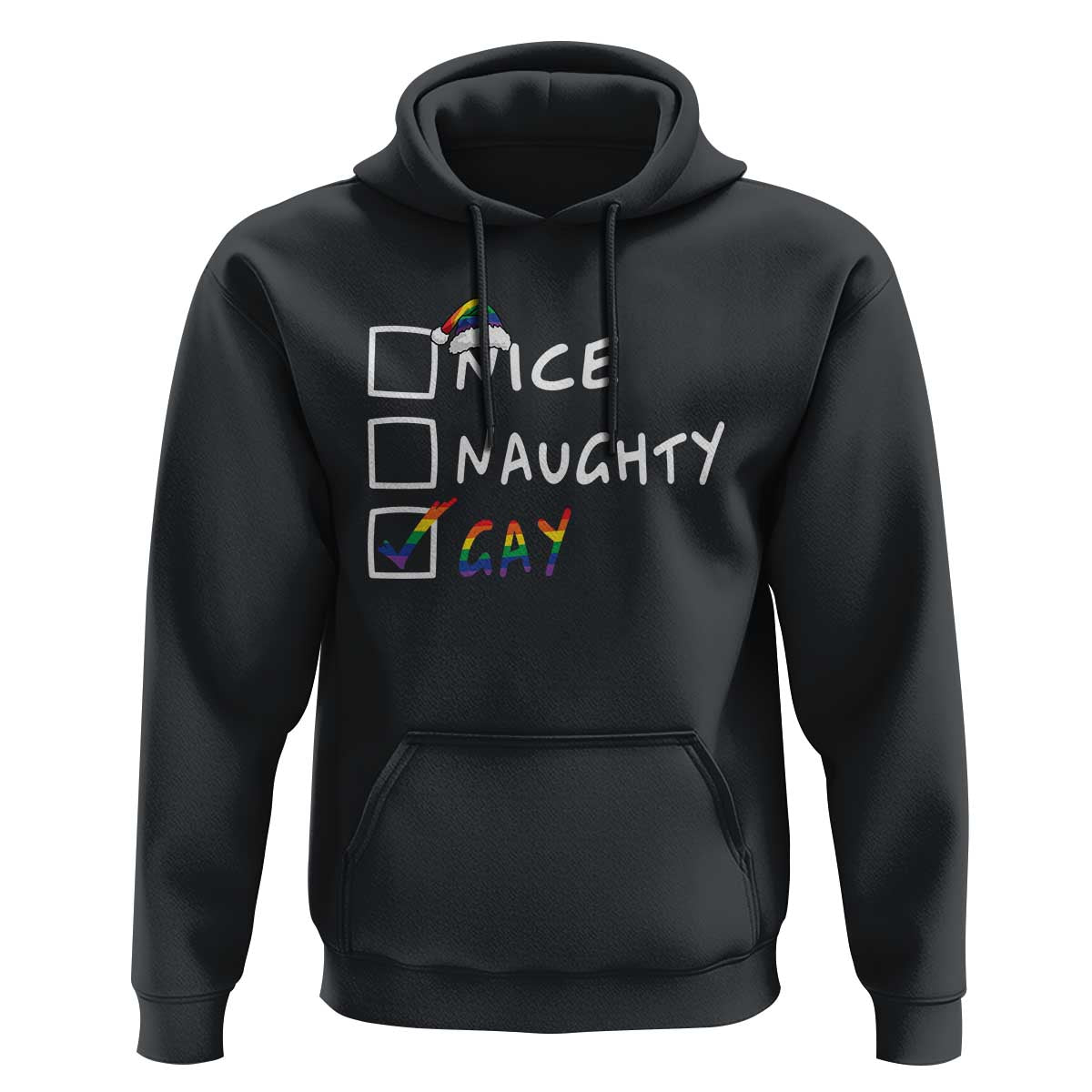 Funny Christmas LGBT Hoodie Naughty Nice Gay