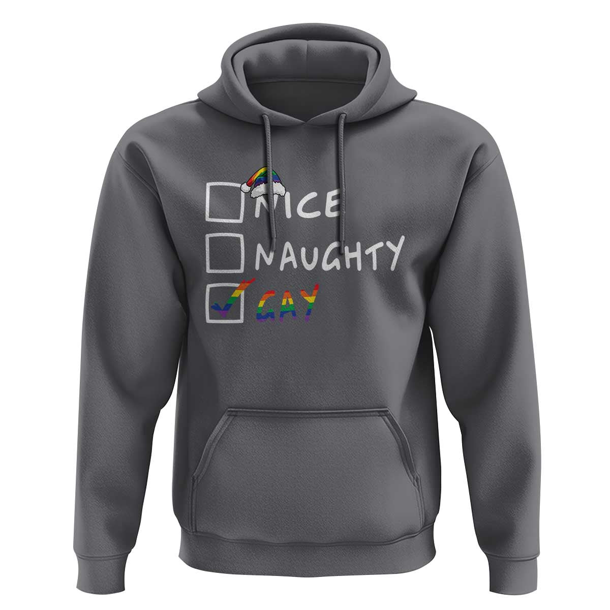 Funny Christmas LGBT Hoodie Naughty Nice Gay