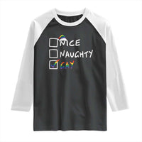 Funny Christmas LGBT Raglan Shirt Naughty Nice Gay