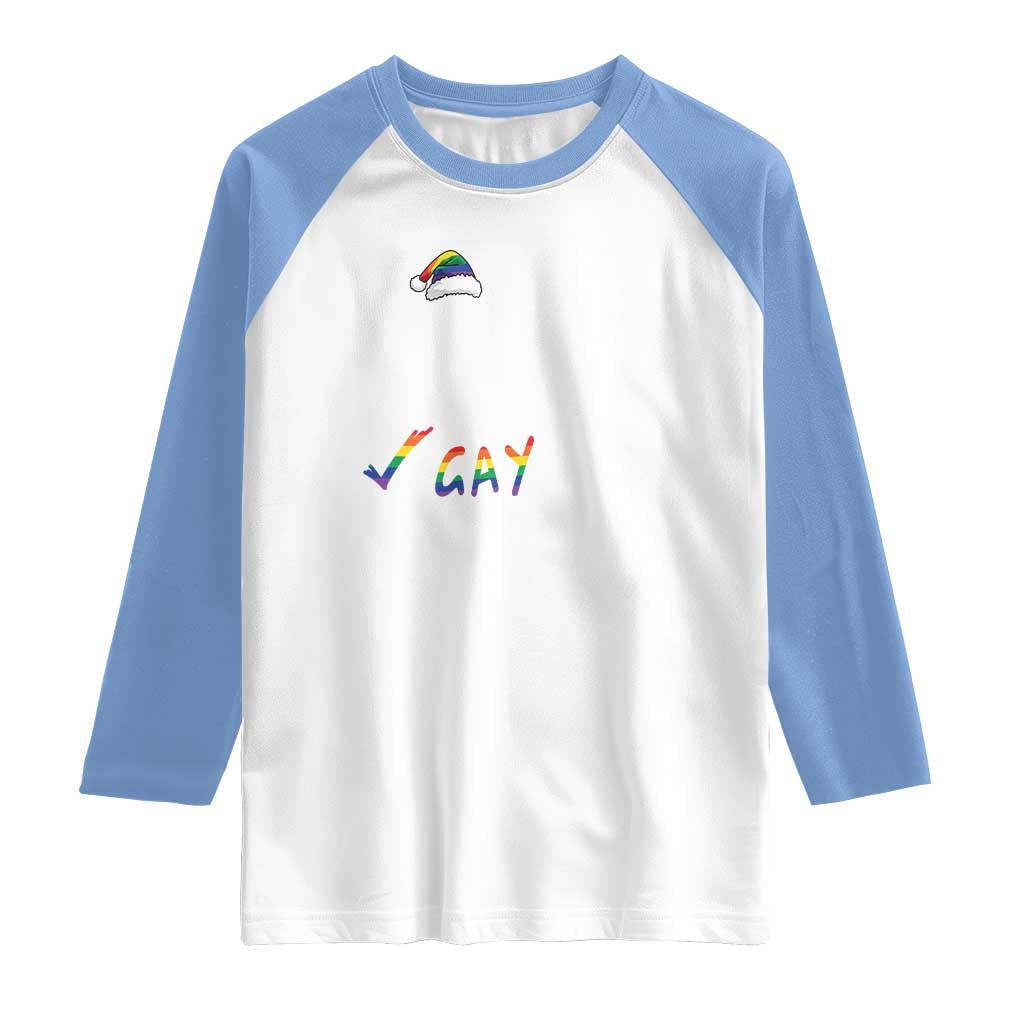 Funny Christmas LGBT Raglan Shirt Naughty Nice Gay
