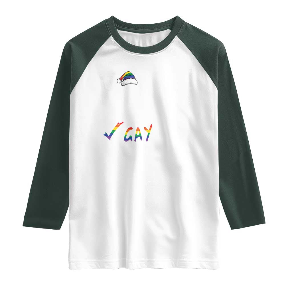 Funny Christmas LGBT Raglan Shirt Naughty Nice Gay