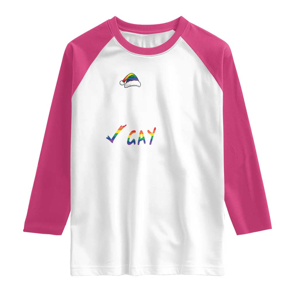 Funny Christmas LGBT Raglan Shirt Naughty Nice Gay