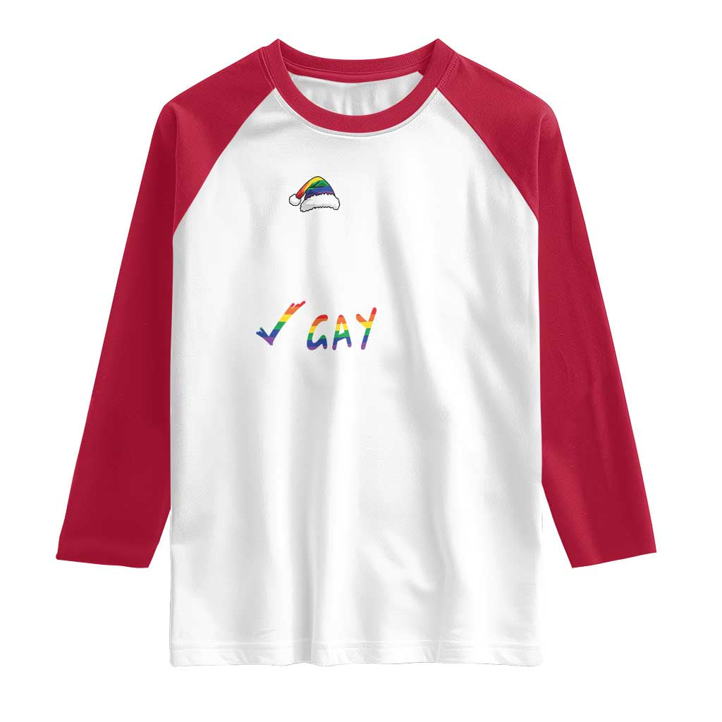 Funny Christmas LGBT Raglan Shirt Naughty Nice Gay