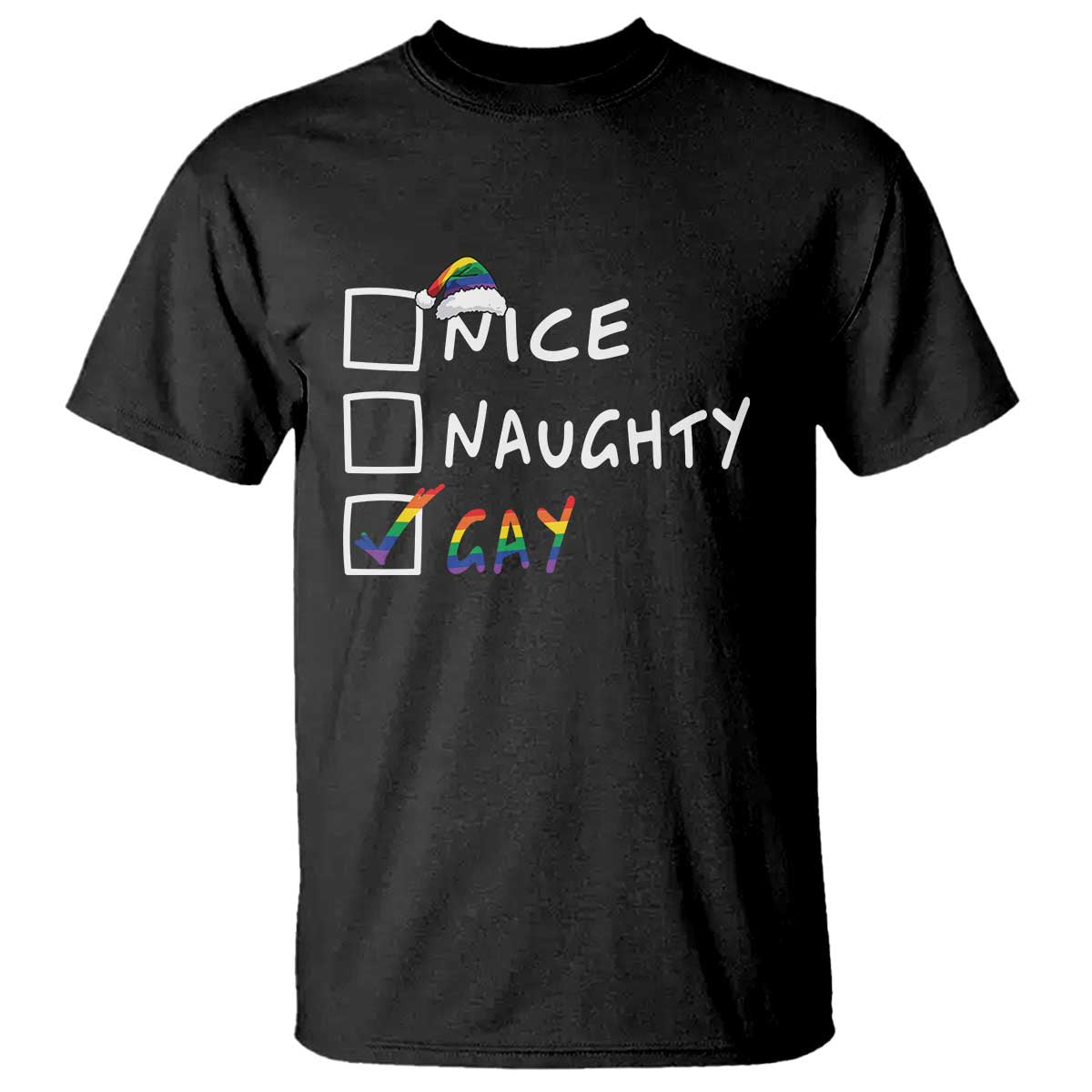 Funny Christmas LGBT T Shirt Naughty Nice Gay - Wonder Print Shop