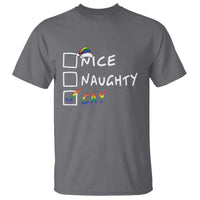 Funny Christmas LGBT T Shirt Naughty Nice Gay - Wonder Print Shop