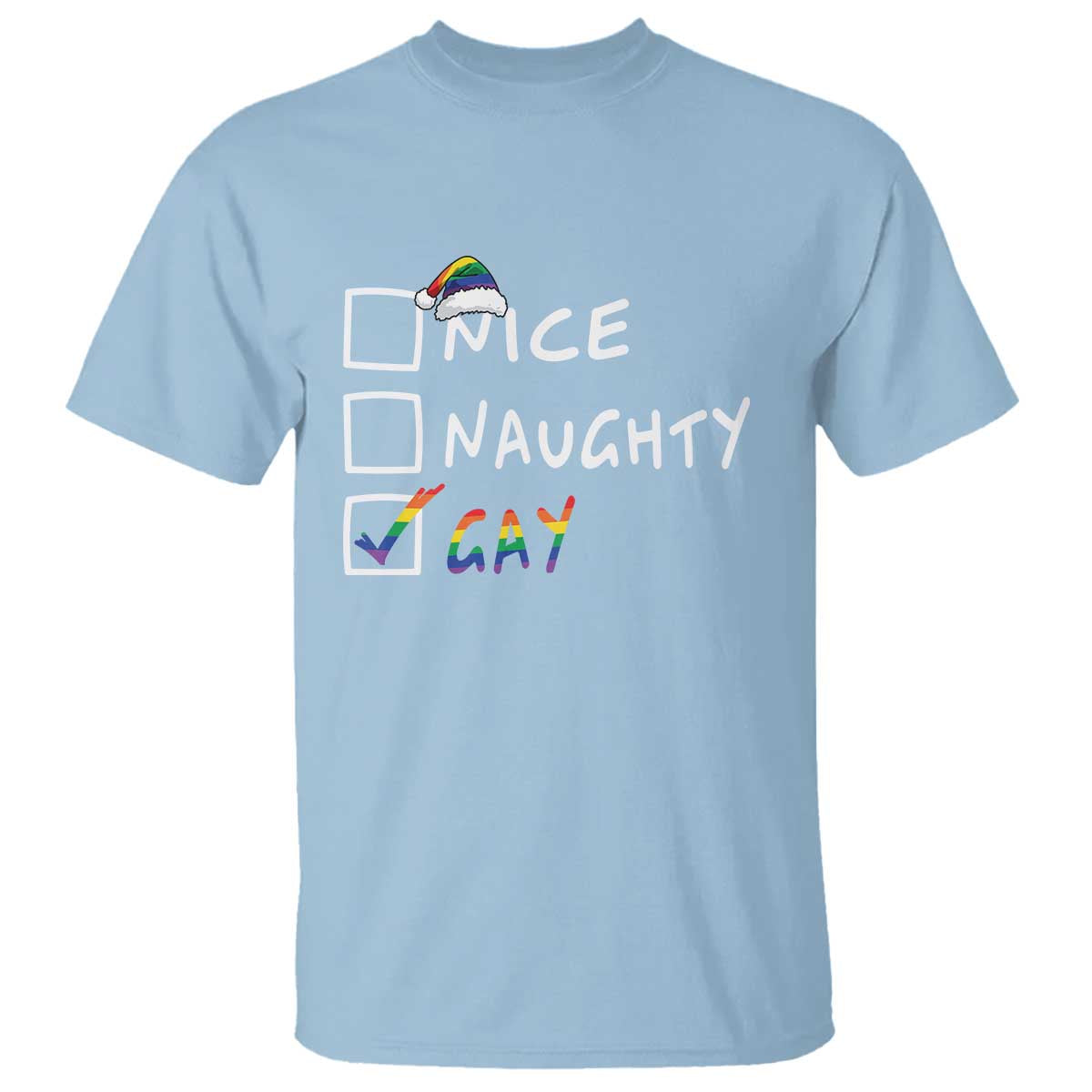 Funny Christmas LGBT T Shirt Naughty Nice Gay - Wonder Print Shop