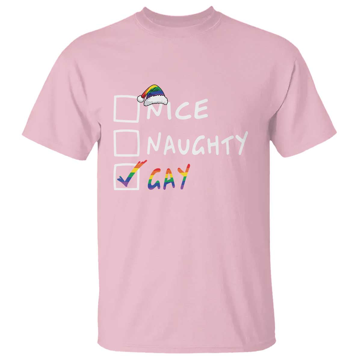 Funny Christmas LGBT T Shirt Naughty Nice Gay - Wonder Print Shop