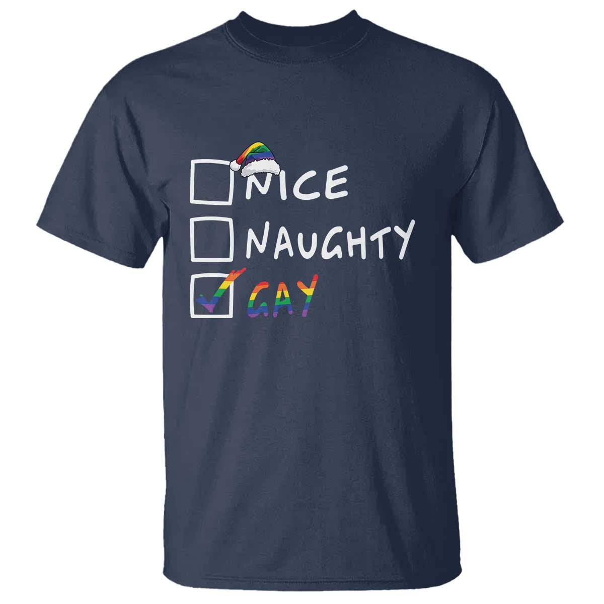 Funny Christmas LGBT T Shirt Naughty Nice Gay - Wonder Print Shop
