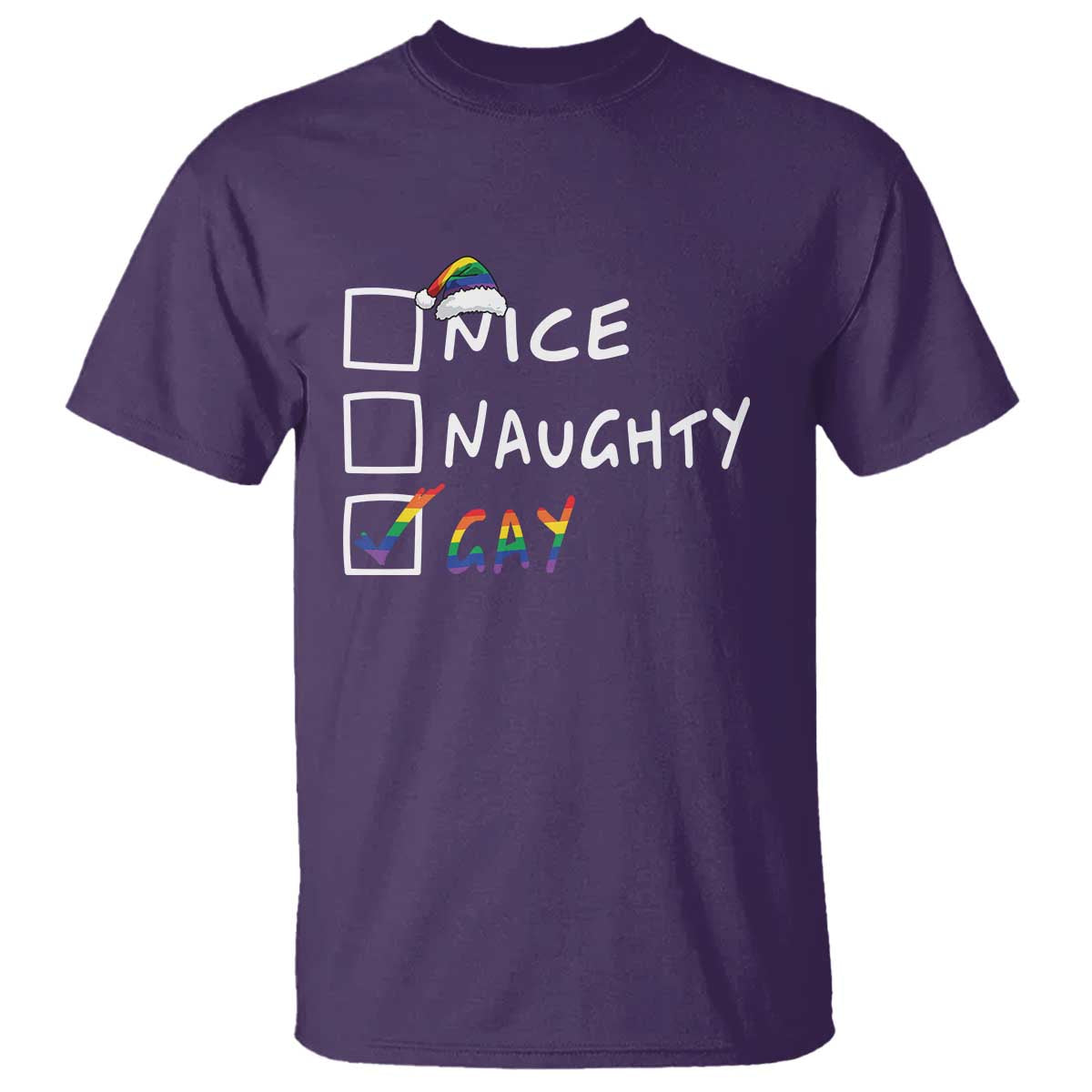 Funny Christmas LGBT T Shirt Naughty Nice Gay - Wonder Print Shop