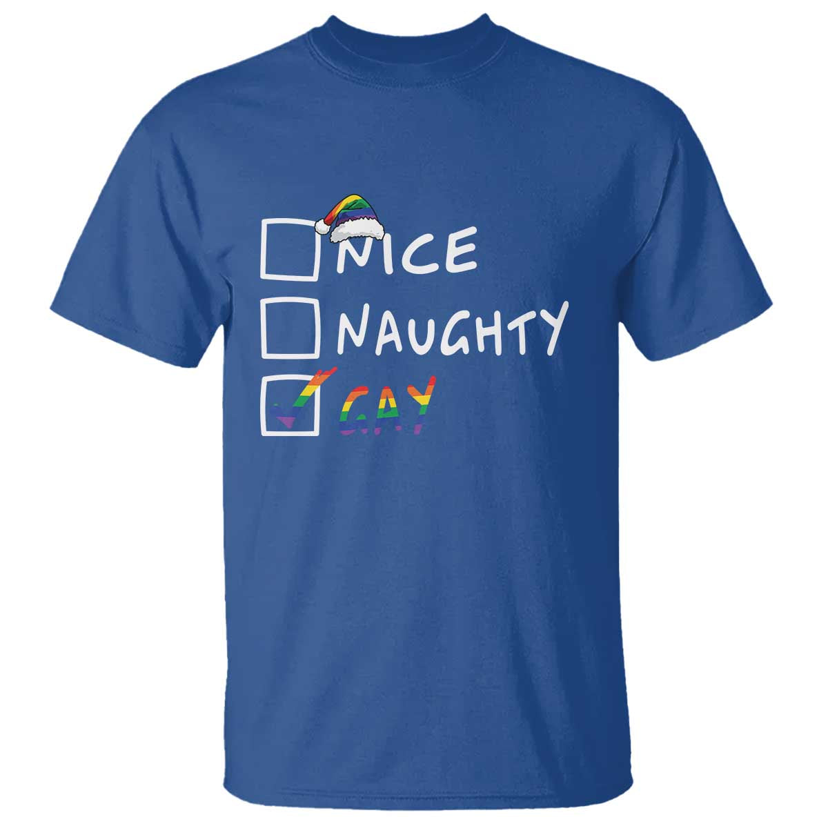 Funny Christmas LGBT T Shirt Naughty Nice Gay - Wonder Print Shop