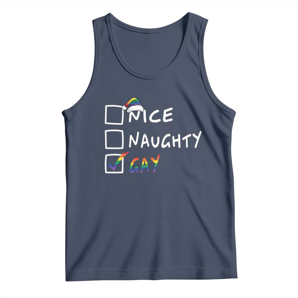 Funny Christmas LGBT Tank Top Naughty Nice Gay