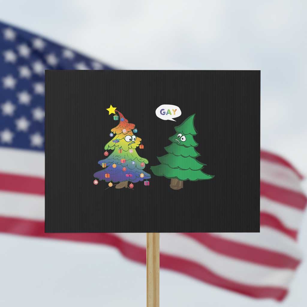 Funny Gay Christmas Protest Sign Rainbow Christmas Tree LGBT - Wonder Print Shop