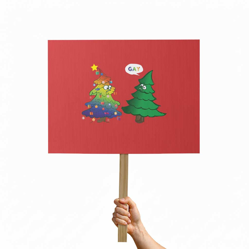 Funny Gay Christmas Protest Sign Rainbow Christmas Tree LGBT - Wonder Print Shop