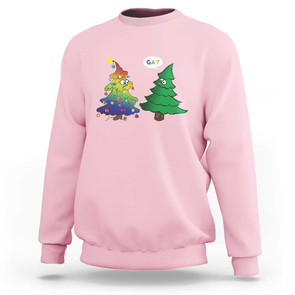 Funny Gay Christmas Sweatshirt Rainbow Christmas Tree LGBT - Wonder Print Shop