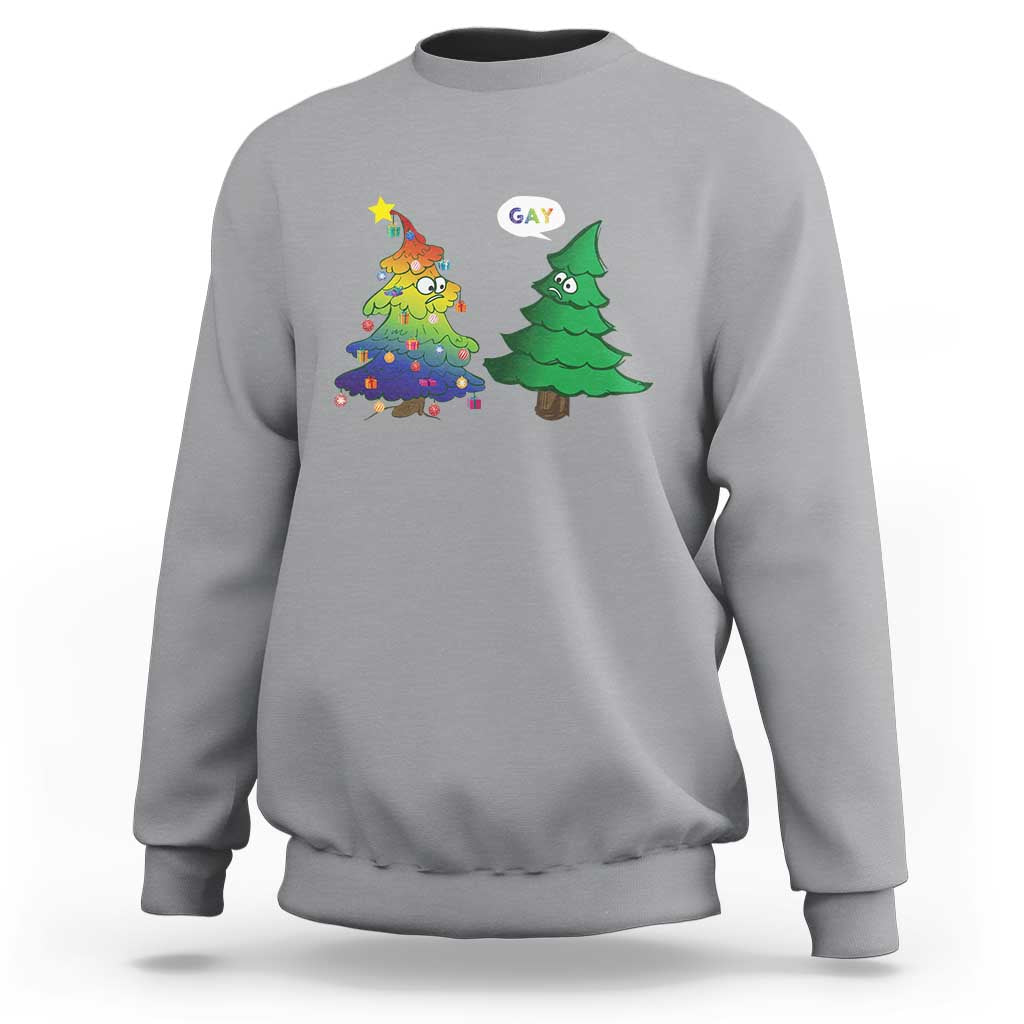 Funny Gay Christmas Sweatshirt Rainbow Christmas Tree LGBT - Wonder Print Shop