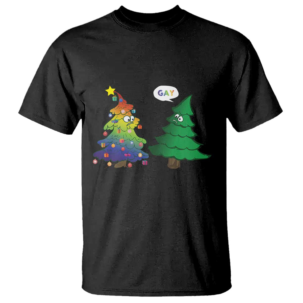 Funny Gay Christmas T Shirt Rainbow Christmas Tree LGBT - Wonder Print Shop