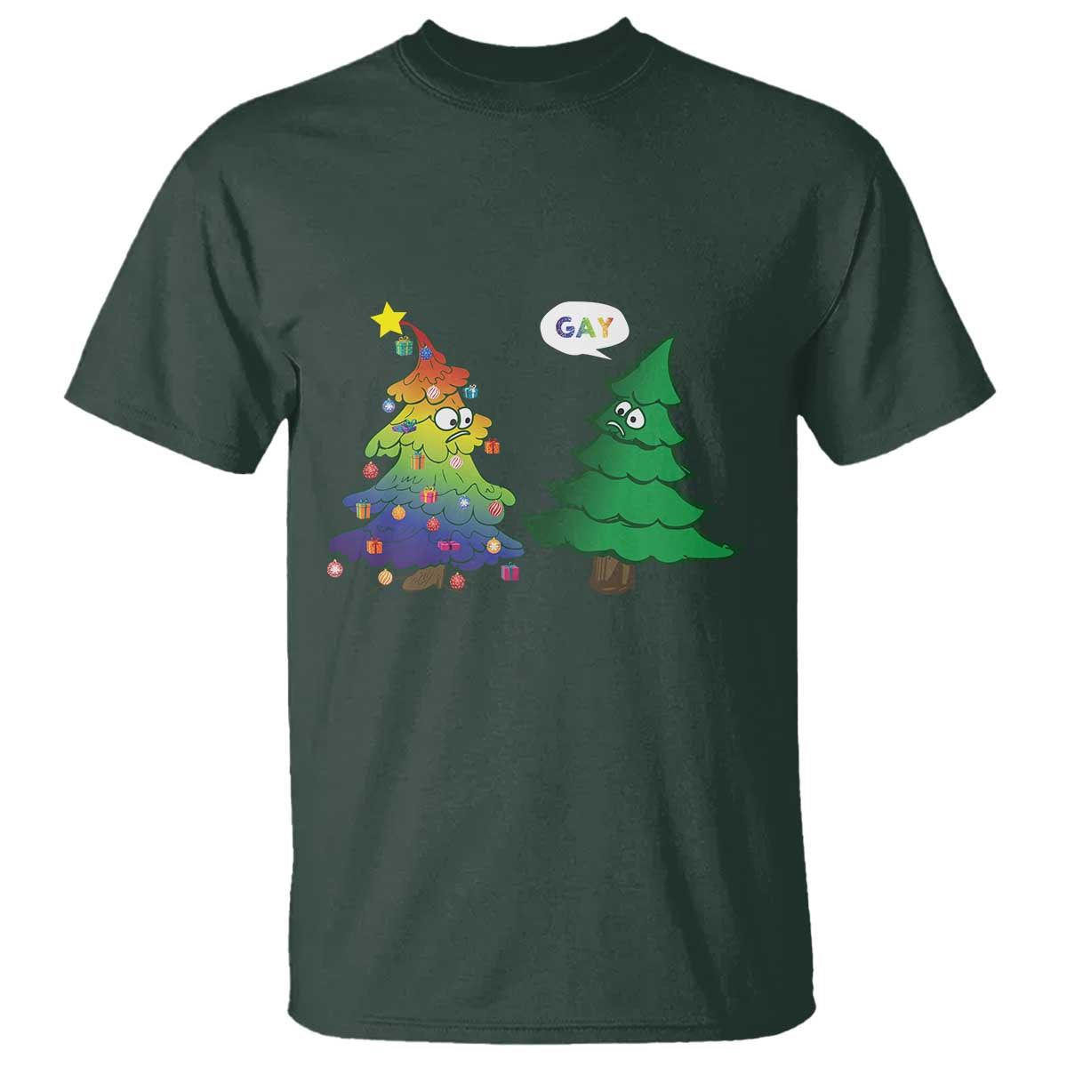 Funny Gay Christmas T Shirt Rainbow Christmas Tree LGBT - Wonder Print Shop
