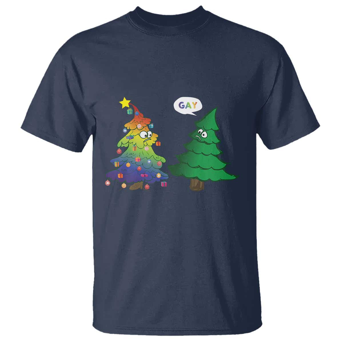 Funny Gay Christmas T Shirt Rainbow Christmas Tree LGBT - Wonder Print Shop