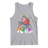 Funny Christmas LGBT Tank Top Rainbow Flag Santa Riding Dinosaur