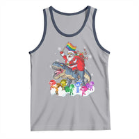 Funny Christmas LGBT Tank Top Rainbow Flag Santa Riding Dinosaur