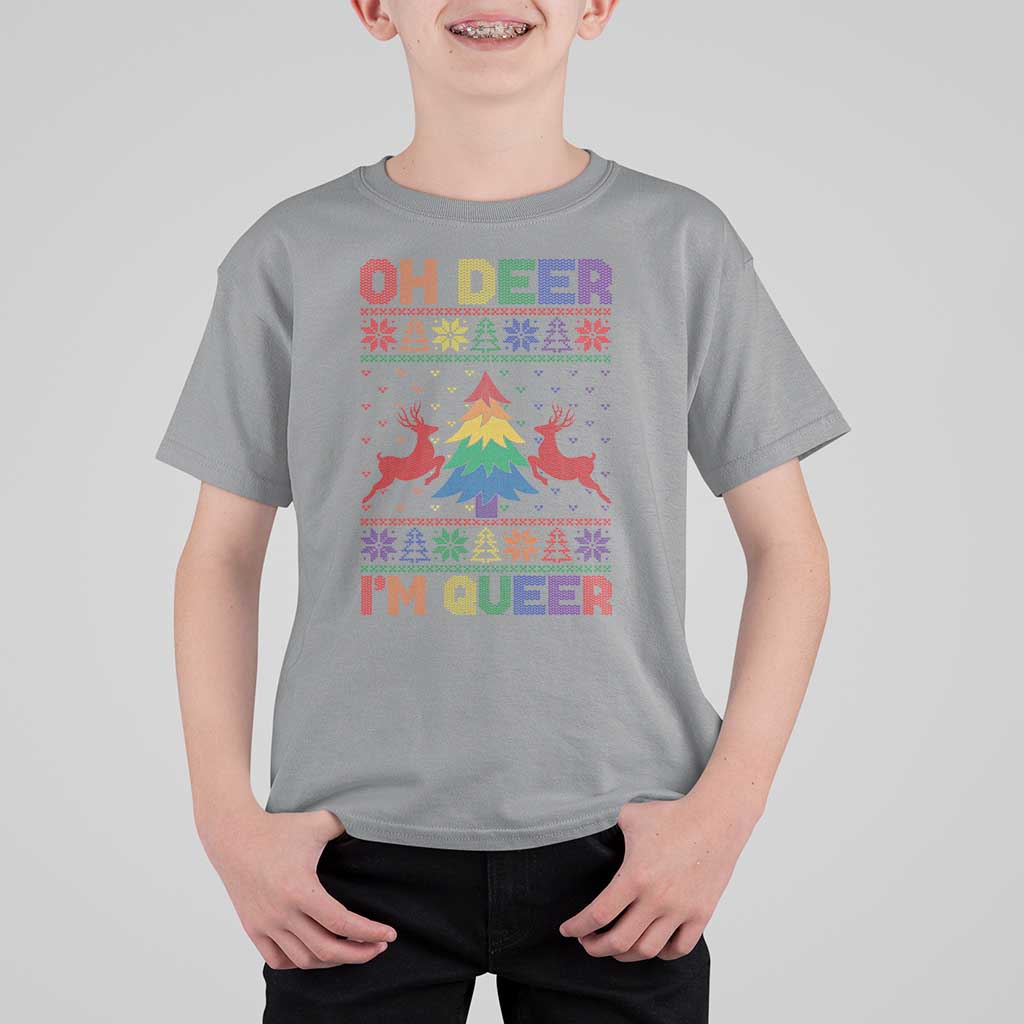 Funny Christmas LGBT T Shirt For Kid Oh Deer Im Queer - Wonder Print Shop