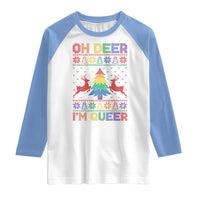 Funny Christmas LGBT Raglan Shirt Oh Deer Im Queer