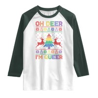Funny Christmas LGBT Raglan Shirt Oh Deer Im Queer