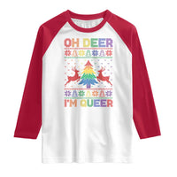 Funny Christmas LGBT Raglan Shirt Oh Deer Im Queer
