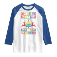 Funny Christmas LGBT Raglan Shirt Oh Deer Im Queer