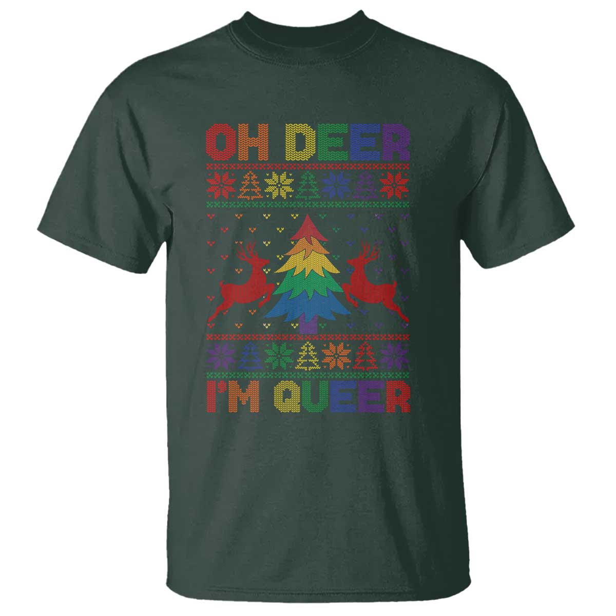 Funny Christmas LGBT T Shirt Oh Deer Im Queer - Wonder Print Shop