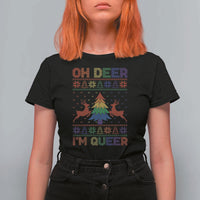 Funny Christmas LGBT T Shirt For Women Oh Deer Im Queer - Wonder Print Shop