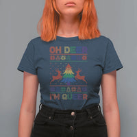 Funny Christmas LGBT T Shirt For Women Oh Deer Im Queer - Wonder Print Shop