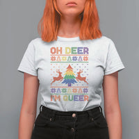 Funny Christmas LGBT T Shirt For Women Oh Deer Im Queer - Wonder Print Shop