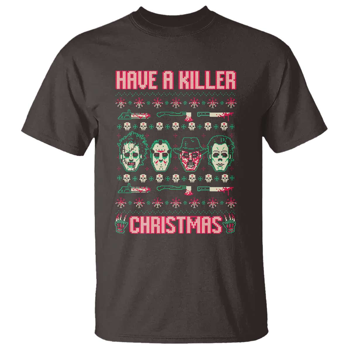 Horror Xmas T Shirt Have A Killer Christmas Horror Characters - Wonder Print Shop