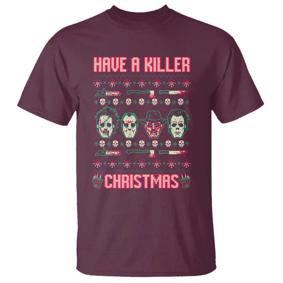 Horror Xmas T Shirt Have A Killer Christmas Horror Characters - Wonder Print Shop