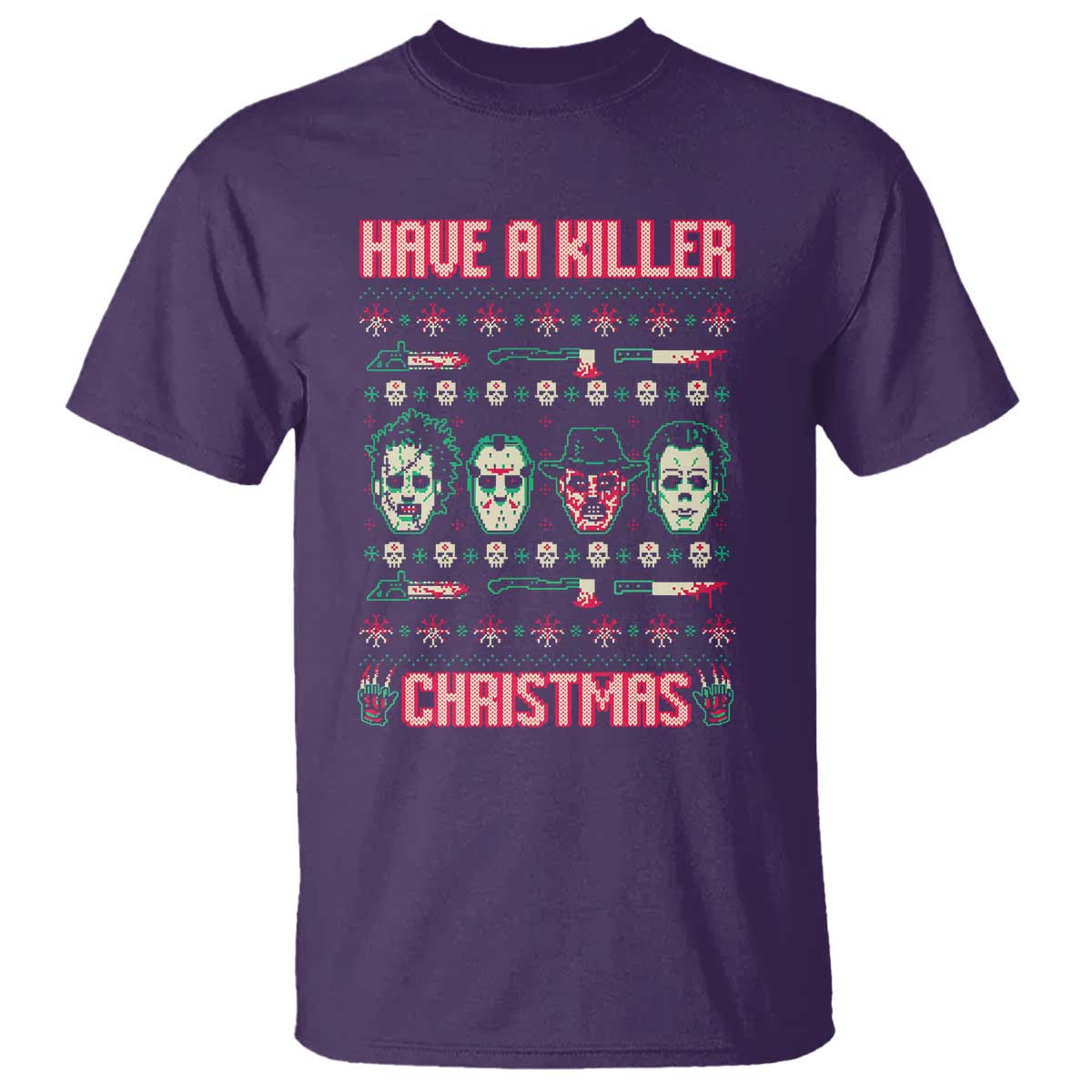 Horror Xmas T Shirt Have A Killer Christmas Horror Characters - Wonder Print Shop
